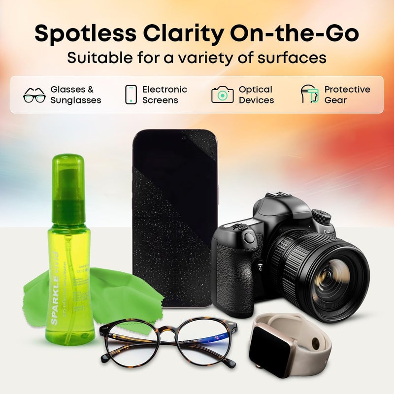 OPTIPAK Sparkle Vivid Anti-Reflective Safe Lens Cleaner Spray Kit - (2) 2oz Glasses Cleaner Spray & (2) Microfiber Cloth for Eyeglasses, Sunglasses, Lenses, Screens and Camera Cleaning Kit (4 Piece Set) - Image 2